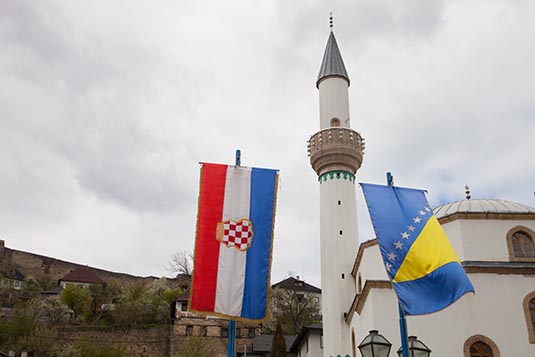 National & Local Flags, Jajce, Bosnia & Herzegovina