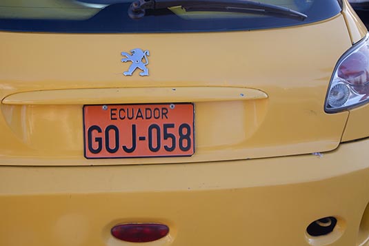 Car Registration Plate, San Cristobal Island, Galapagos Islands, Ecuador