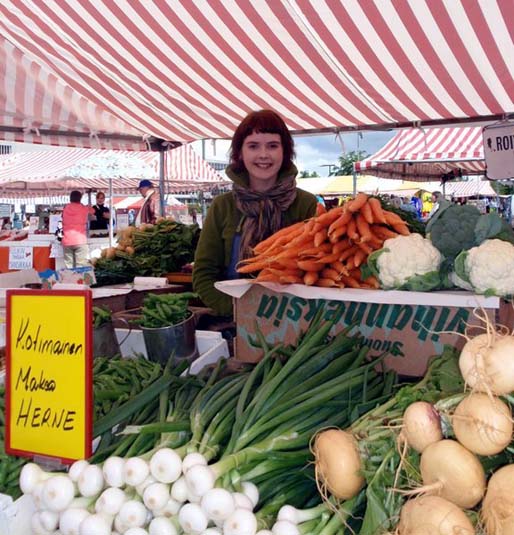 Vegetable vendor, riverbank, Oulu