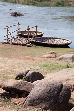 Boats, Tungabhadra River, Hampi, Karnataka, India