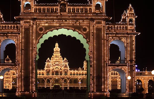 Illuminated Mysore Palace, Mysore, Karnataka