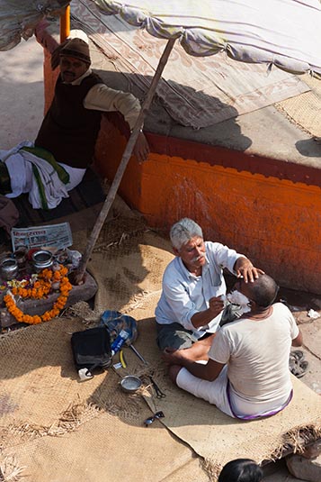 Barber on the Banks, Varanasi, India