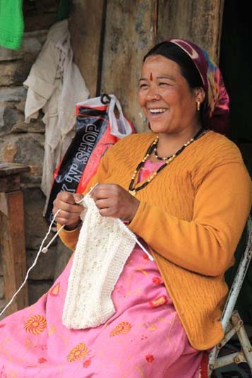 Knitting, Mana Village, The Himalayas