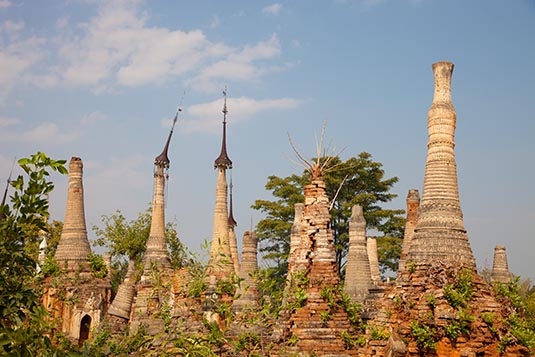Pagodas, Inn Dein, Inle, Myanmar
