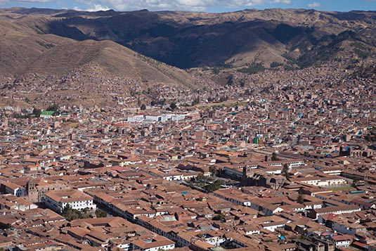 City of Cusco view from Inca Ceremonial Centre of Sacsayhuaman, Cusco, Peru