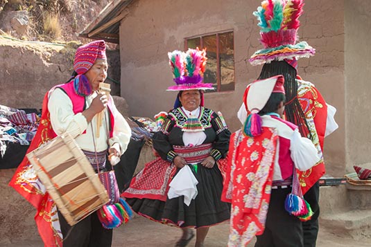 Local Performers, Taquile Island, Lake Titicaca, Puno, Peru