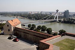 New Bridge as seen from Burg Castle, Bratislava, Slovakia