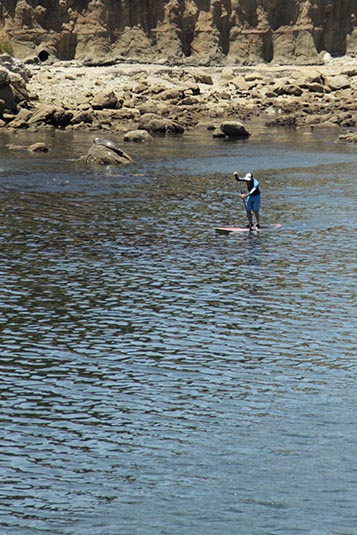 Standing Paddle, Fisherman's Wharf, Monterey Bay, California, USA
